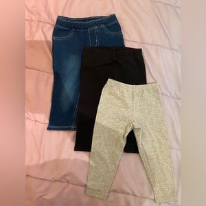 Lot of 3 toddler girl pants size 12 months